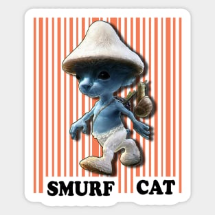 Funny Smurf cat Meme.Blue mushroom Cat meme. Sticker